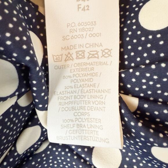 Boden Women's Tankini Top Swim Sz 14‎ Navy Blue White Polka Dots Cinch Side - Picture 6 of 6